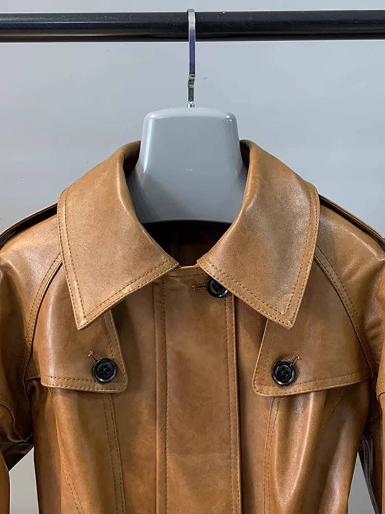 Color as pictures JK250L Women’s Genuine Waxed Sheepskin Leather Jacket for wholesale on Faire2