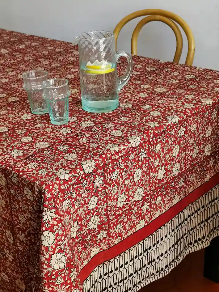 Nayda Diaries - Vente Nappes - Nappe indienne fleurs imprimé block print Jaïpur8