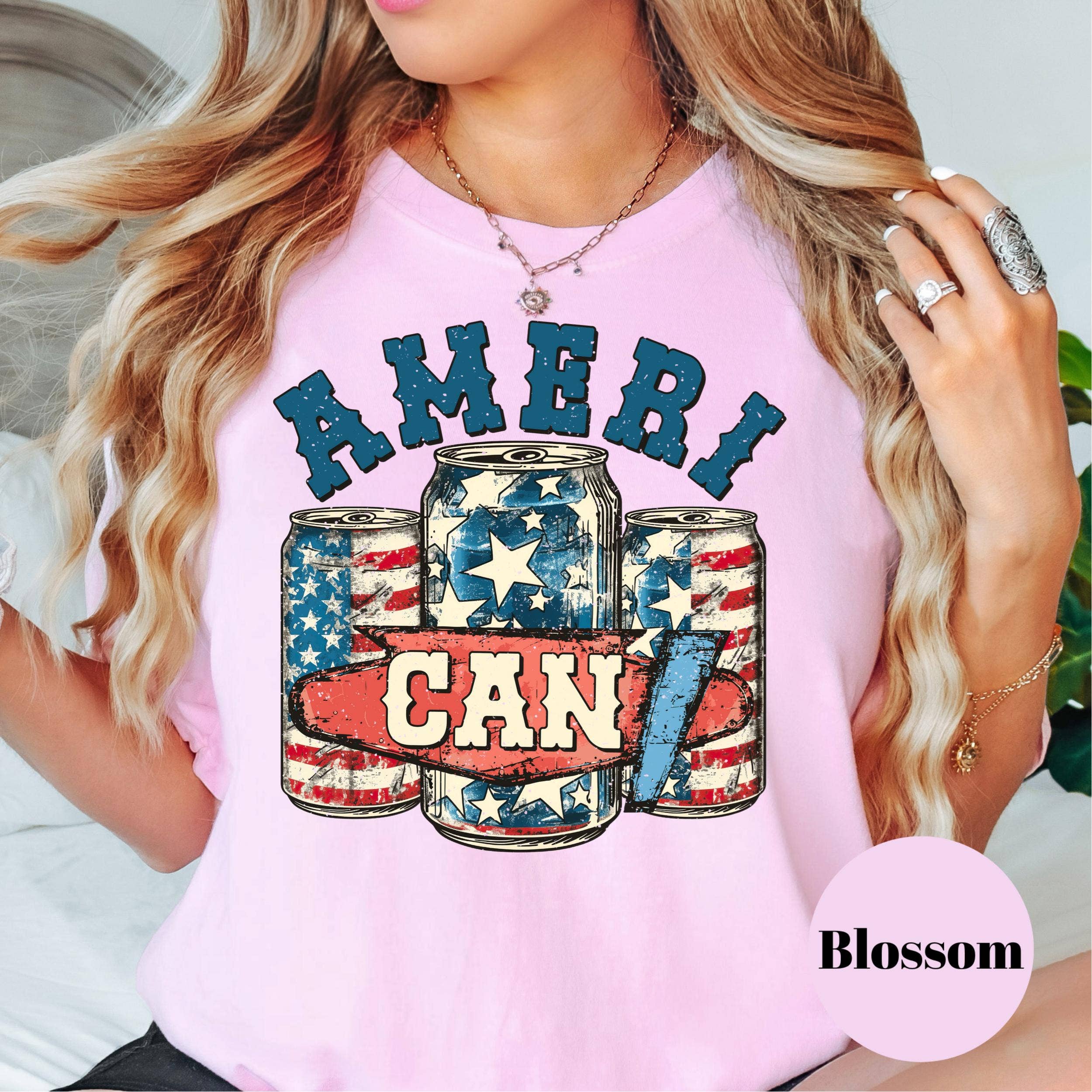 Epic Life  - Designed - Wholesale Screen Printed T-Shirt - Women's - AmeriCAN Beer Shirt, Comfort Colors® Shirt, Patriotic 4th of July Tee, Funny USA Graphic Shirt, Red White and Blue Shirt, Summer Party Tee1