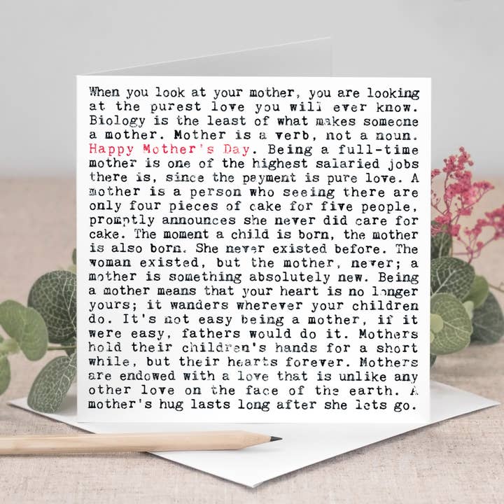 Mother's Day Card, Heartfelt Mother Quotes for wholesale by Coulson Macleod (U.S. Duties Paid)