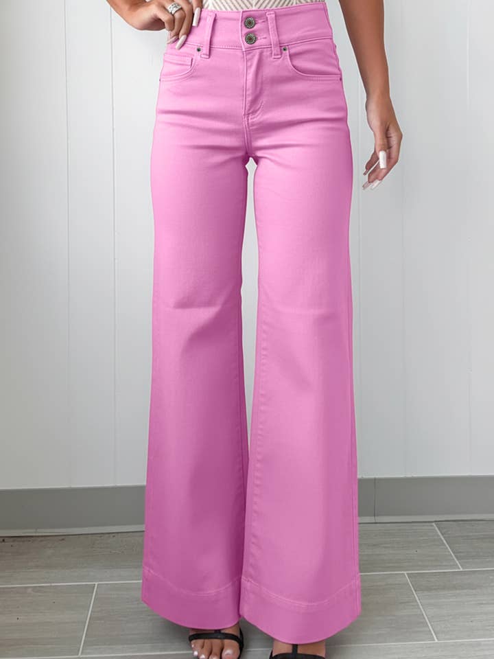 Jean évasé taille haute à 2 boutons 66 Love pour la vente par 66DISCO