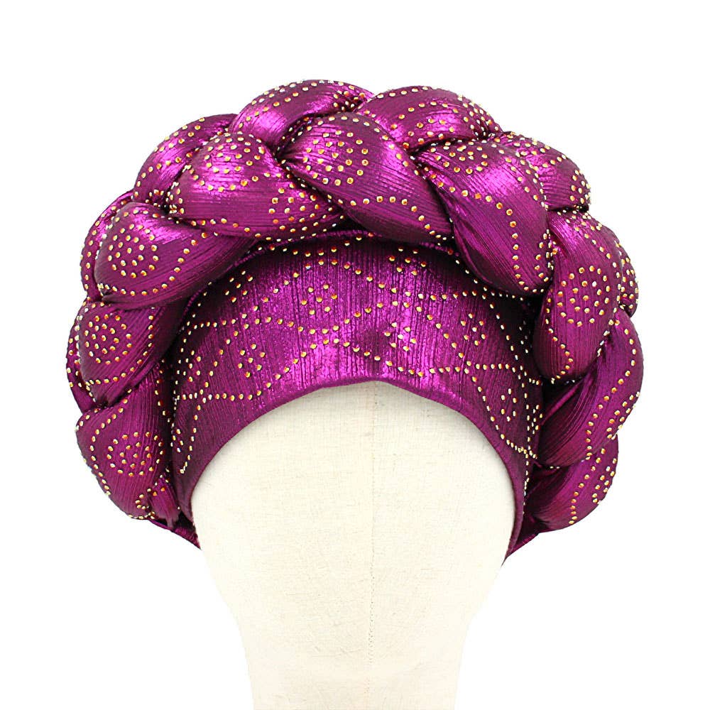 Sensibling Corp. - Wholesale Turban - Women's - Bling Studded Braided Turban Hair Wrap13