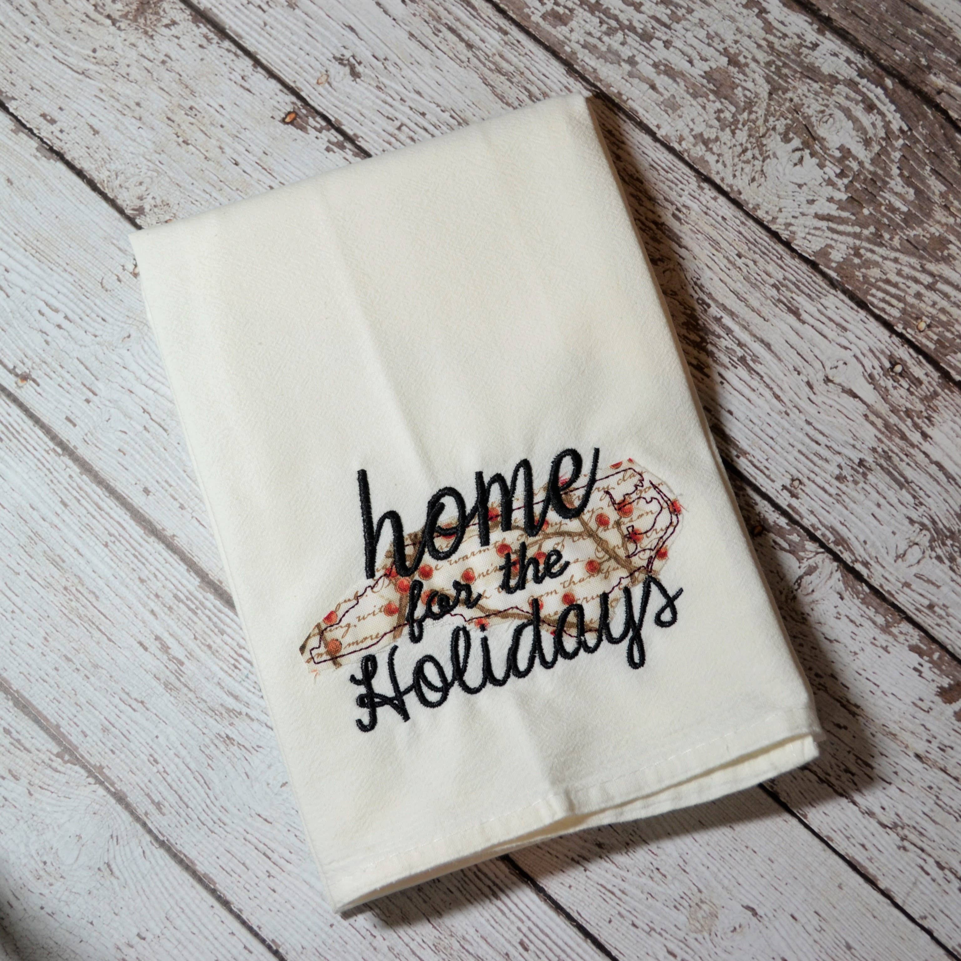 SewMuchMoreStore - Wholesale Tea Towel - Home for the Holidays State Tea Towel - Embroidered Towel8