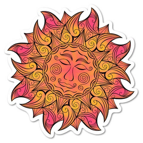 Warm and Whimsical Retro Sunshine Sticker for wholesale by B.Goods Designs