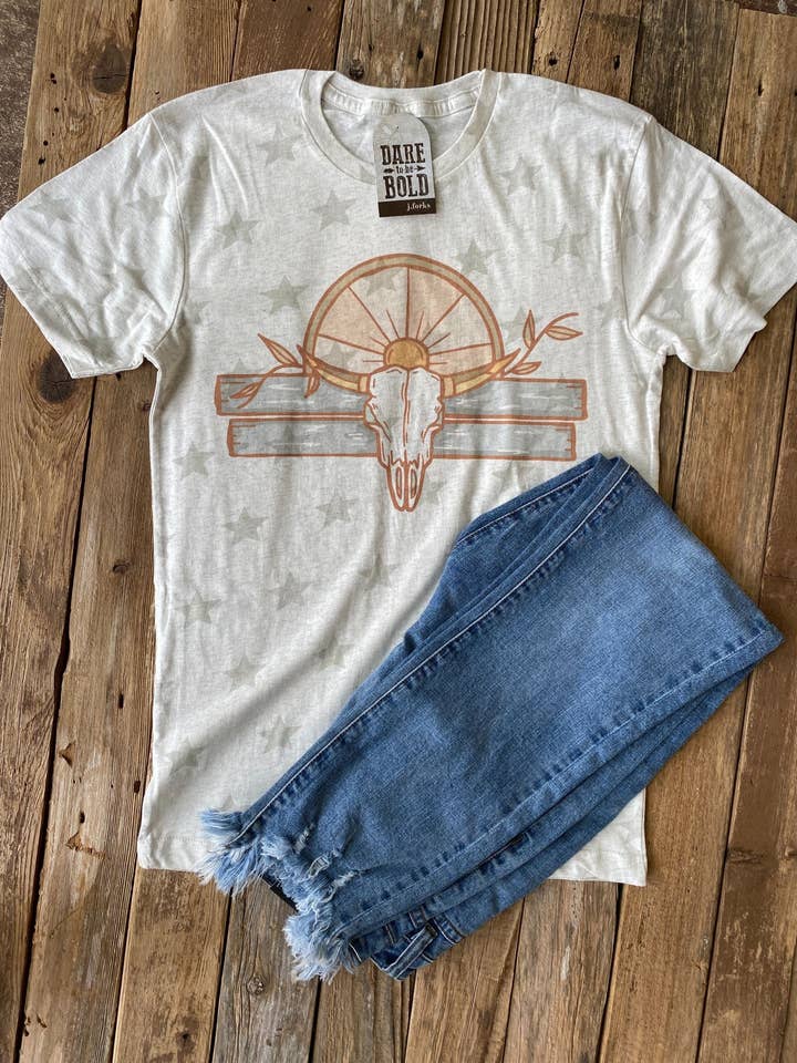 2267 Sunny Bloom långhorn T-shirt för wholesale av J.Forks Designs