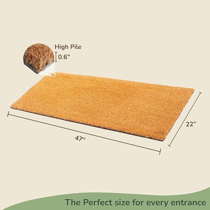 India Wholesale Co – wholesale Door mat – Extra Large Coir Mats Basic Plain - 22X47" Beige4