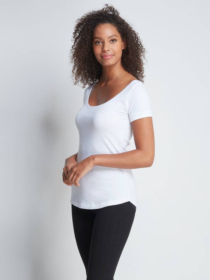 Bådhals Bomuld Modal blanding T-shirt for engroshandel hos Lavender Hill