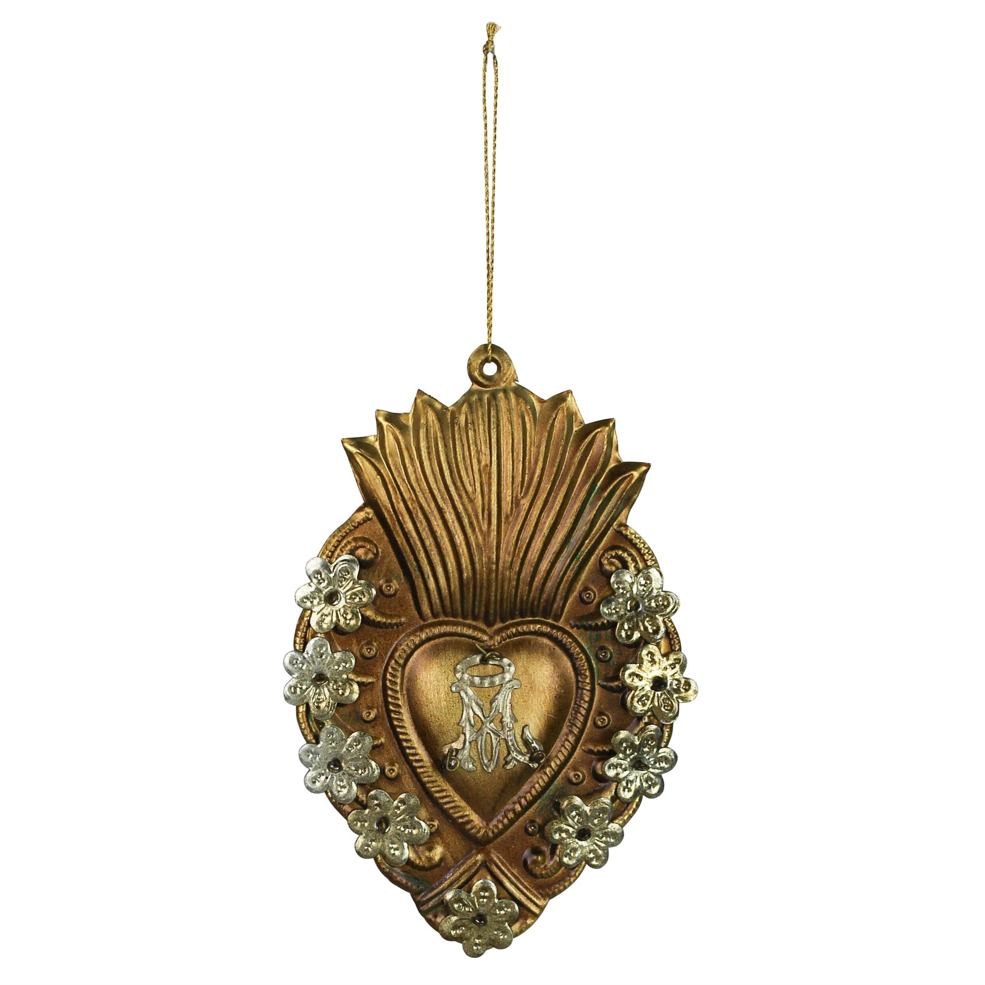 HomArt - Wholesale Ornament - Adorned Sacred Heart Milagro, Gold Antique1