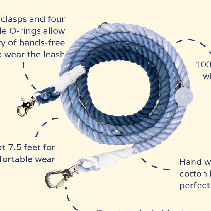 Blueberry Twist Hands-Free Rope Leash for wholesale by Lucy & Co.