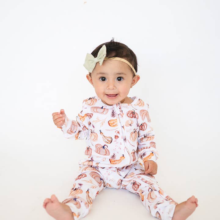 Gaia Baby Goods - Wholesale Sleepsuit - Baby - Organic Cotton Baby / Toddler Pajamas in Pumpkin Print