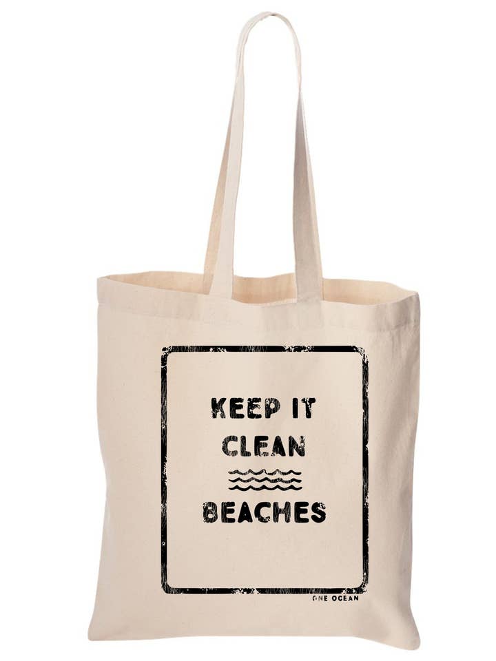 Tote Keep It Clean Beaches pour la vente par One Ocean Apparel