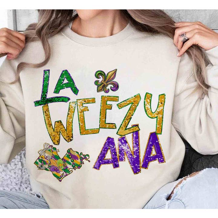 NVC Ecommerce LLC - Wholesale T-Shirt (Graphic) - Women's - La Weezy Ana Mardi Gras Shirt, Coquette Mardi Gras Sweater2