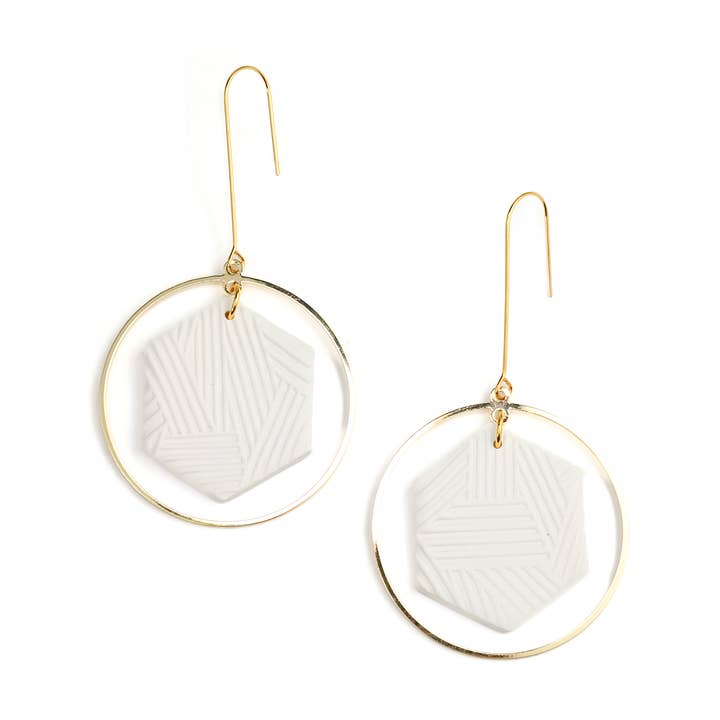 Brincos Halo de Argola em Ouro Hex Branco por atacado de By Chavelli