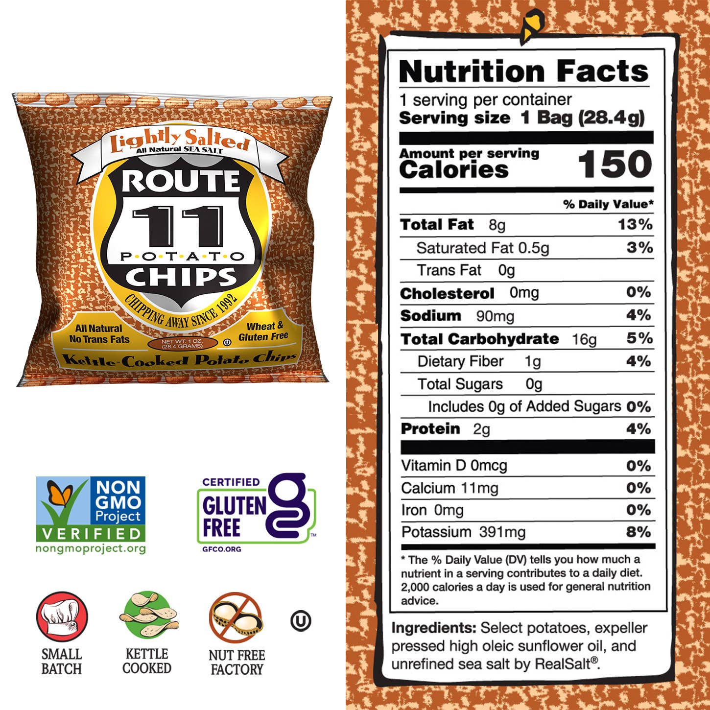 Route 11 Potato Chips - Wholesale Chips - Route 11 Lightly Salted Potato Chips (1oz)2