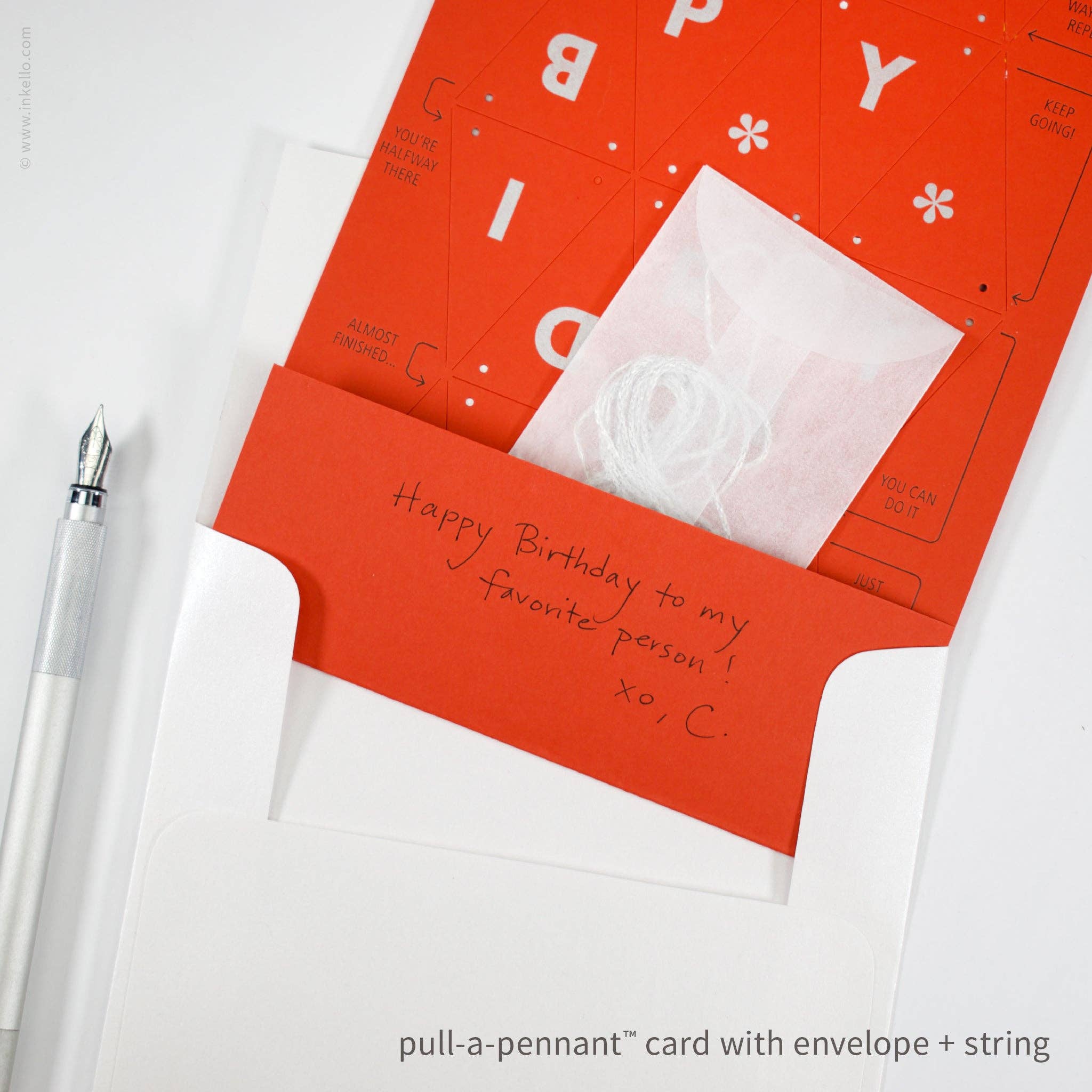 Inkello Letterpress - Wholesale Birthday Card - Birthday Pull-A-Pennant™ Greeting Card (#510)10