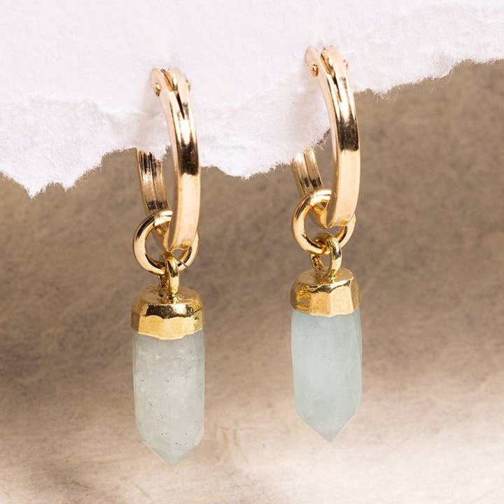 Aquamarine Gold Spike earrings for wholesale by Soul & Little Rose