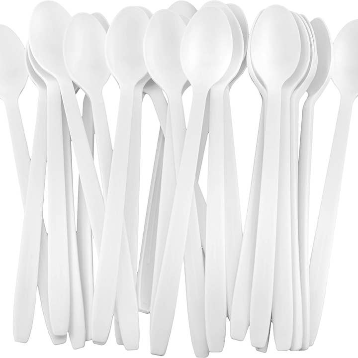 MT Products - Wholesale Kitchen Spoon - MT Products Long Plastic Sundae Spoon - 50 Pieces