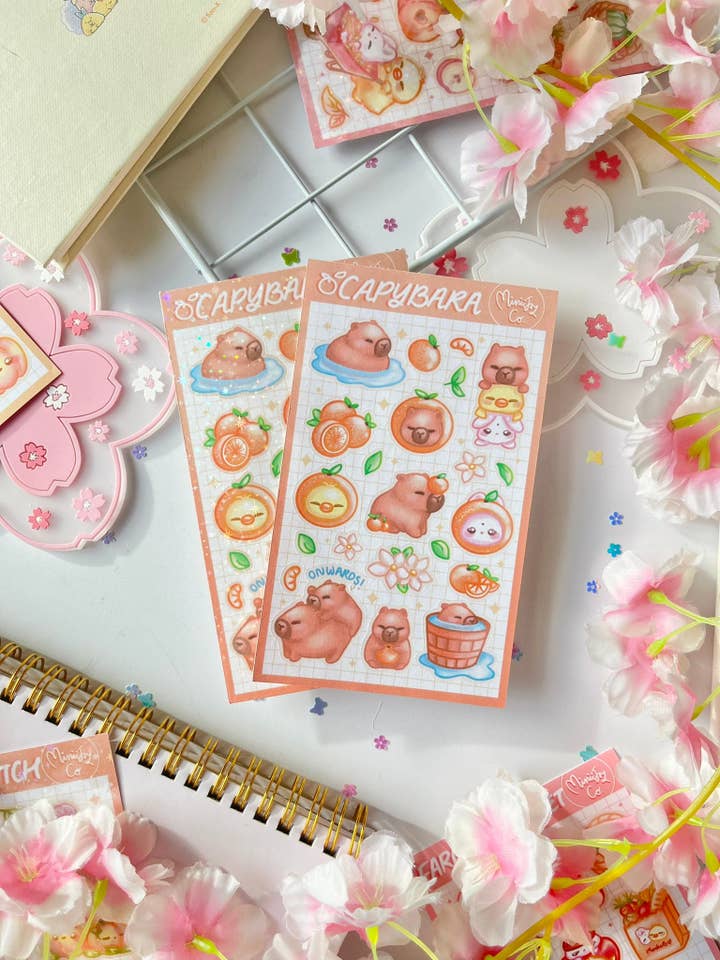 Capybara Sticker Sheet for wholesale by Miniijoyco