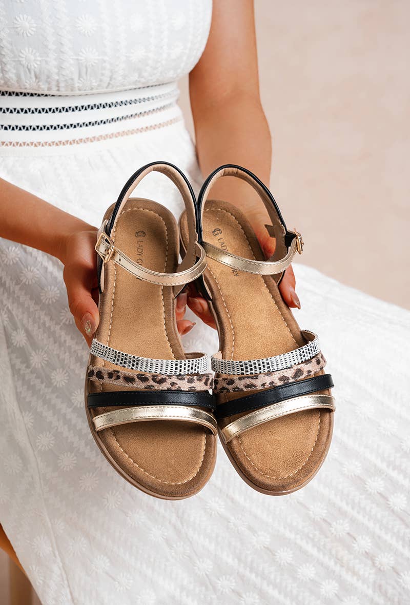 LADY GLORY - Vendita all'ingrosso Sandali - Donna - Sandali piatti eleganti con dettagli metallici0