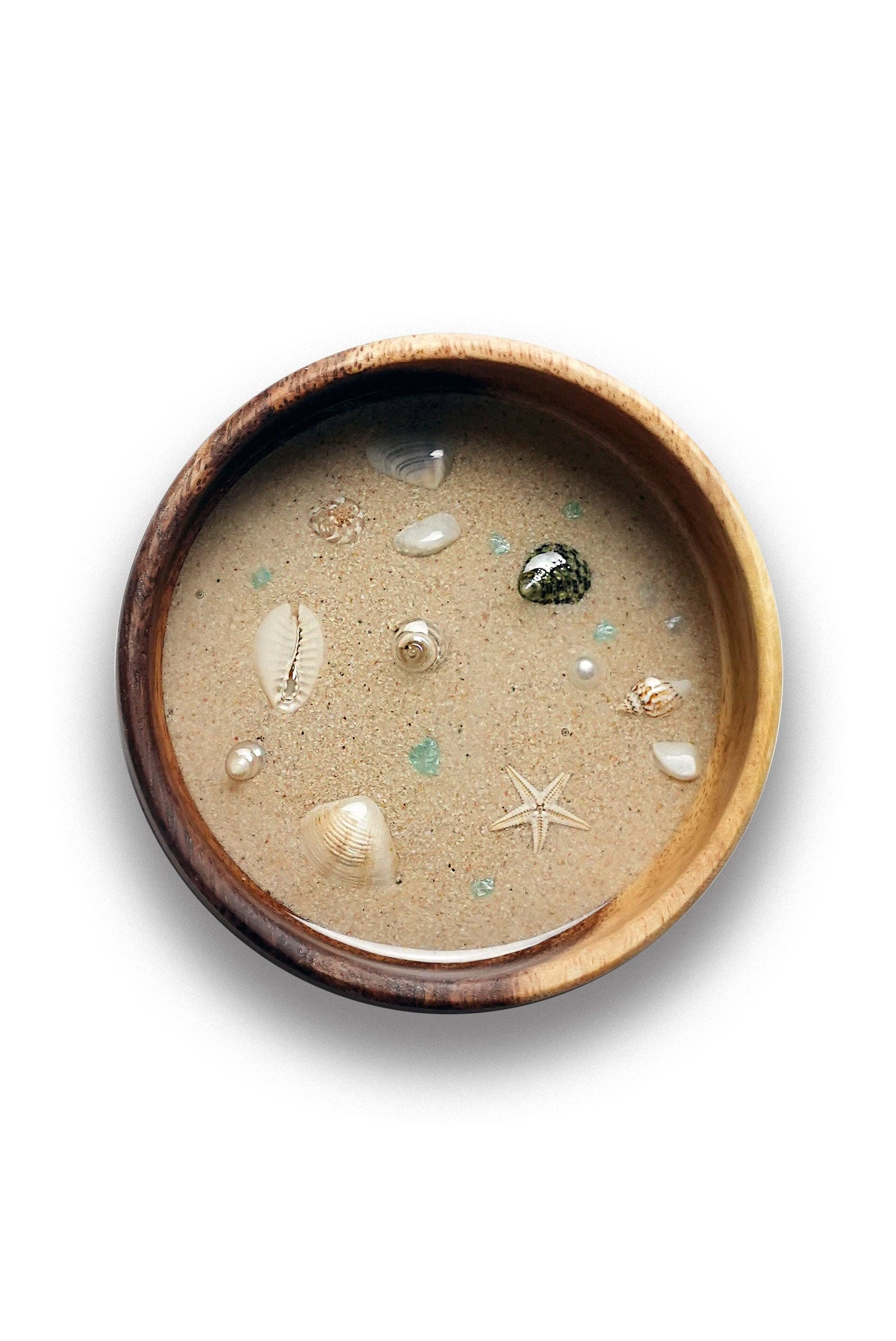 HZ Designs Hawaii - Wholesale Decorative Plate/Dish/Bowl - Ocean Beach Sand Wood Jewelry Bowl Trinket Hawaii Gift