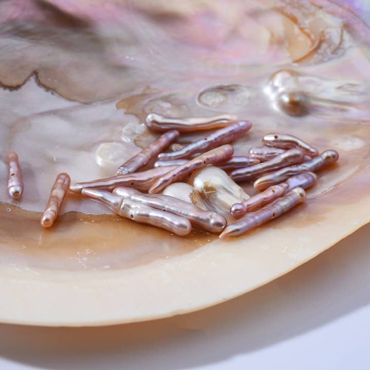 Beads Creation – wholesale Beads – Center Drill Bar Pearl Freshwater Pearls, Biwa Pearl, FWP010