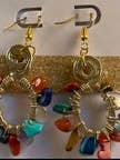 Semiprecious Stone Embellished Oval Hoop Earrings -Champagne for wholesale by Angela Catirina Jones