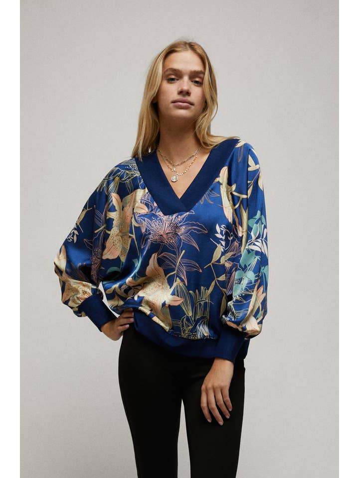BLU NAVY Top reversibile a pipistrello a maniche lunghe in vendita all'ingrosso su Faire2