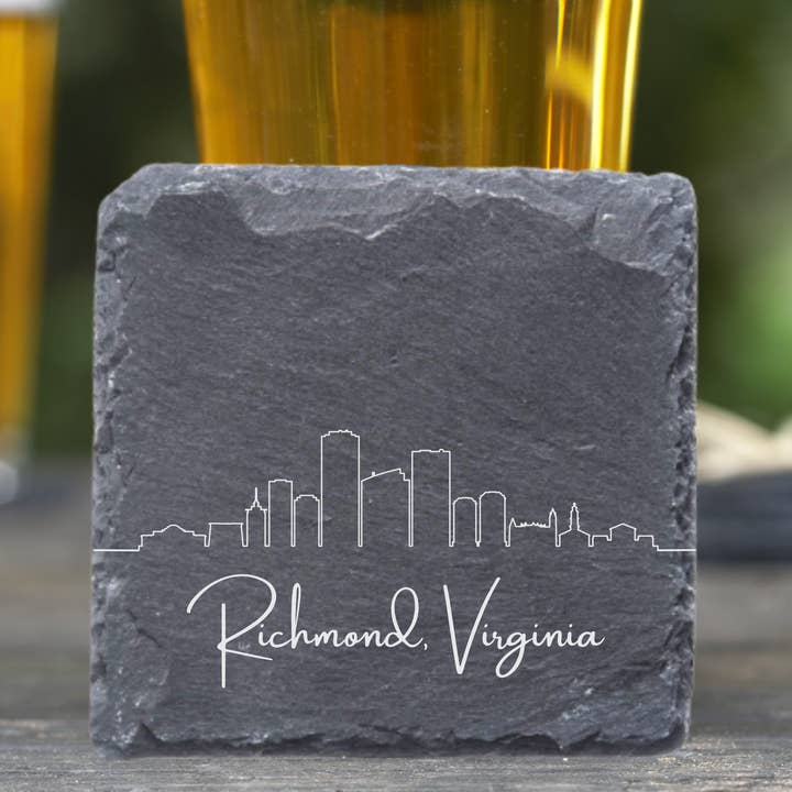 Richmond VA Skyline - UV Printed Slate Coasters for wholesale by Blue Ridge Mountain Gifts