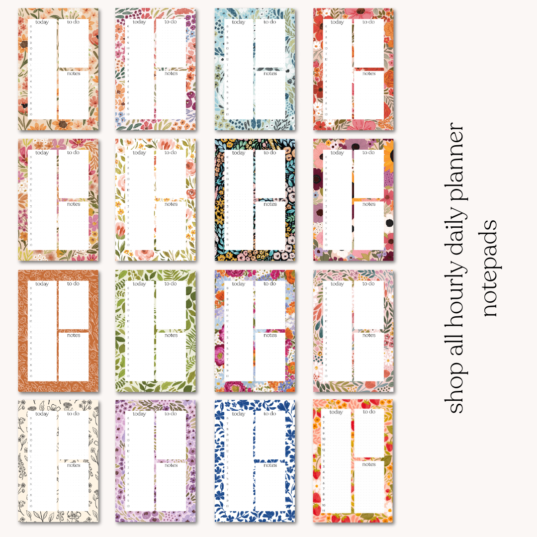 Elyse Breanne Design - Vente Blocs-notes - Bloc-notes Planificateur Horaire Summer Meadows2