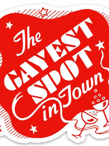 Gayest Spot/PRIDE Sticker, Waterproof, retro for wholesale by Red and White Kitchen Company