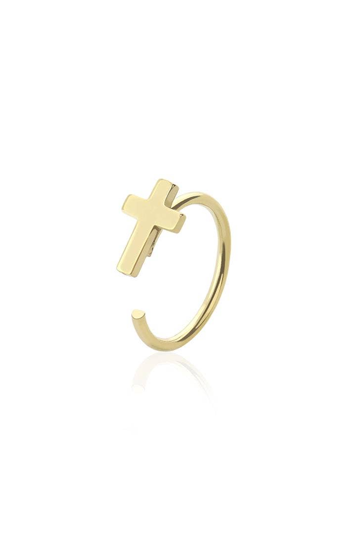 CRAVE - Wholesale Hoop Earrings - CROSS 316L SURGICAL STEEL HOOP RING1