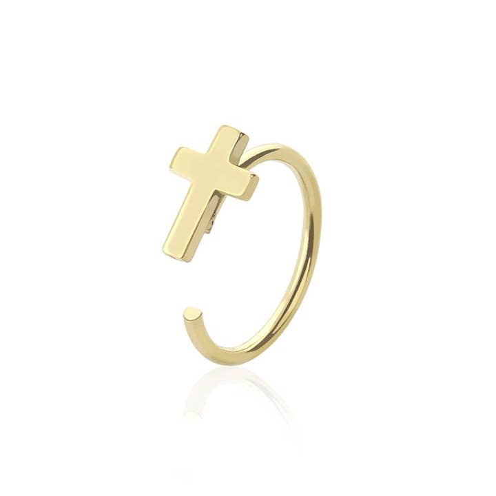 CRAVE - Wholesale Hoop Earrings - CROSS 316L SURGICAL STEEL HOOP RING1