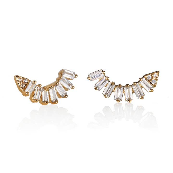 Namana – wholesale Dangle earrings – Rose Gold Ear Climber Earrings with Cubic Zirconia Gemstones