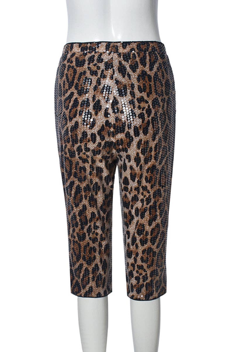 Sequin Leopard Print Casual Pants for wholesale on Faire2