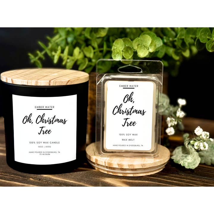 Oh, Christmas Tree Vela de 16 oz 100% de soja para venta al por mayor de Ember Water