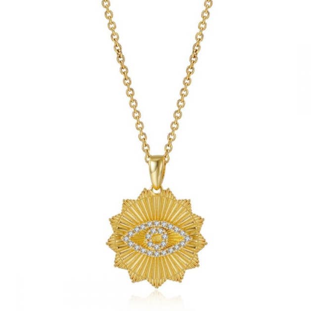 HoopLa - Wholesale Pendant/Charm Necklace - See- Evil Eye SunRay Pendant Necklace- Steel Waterproof