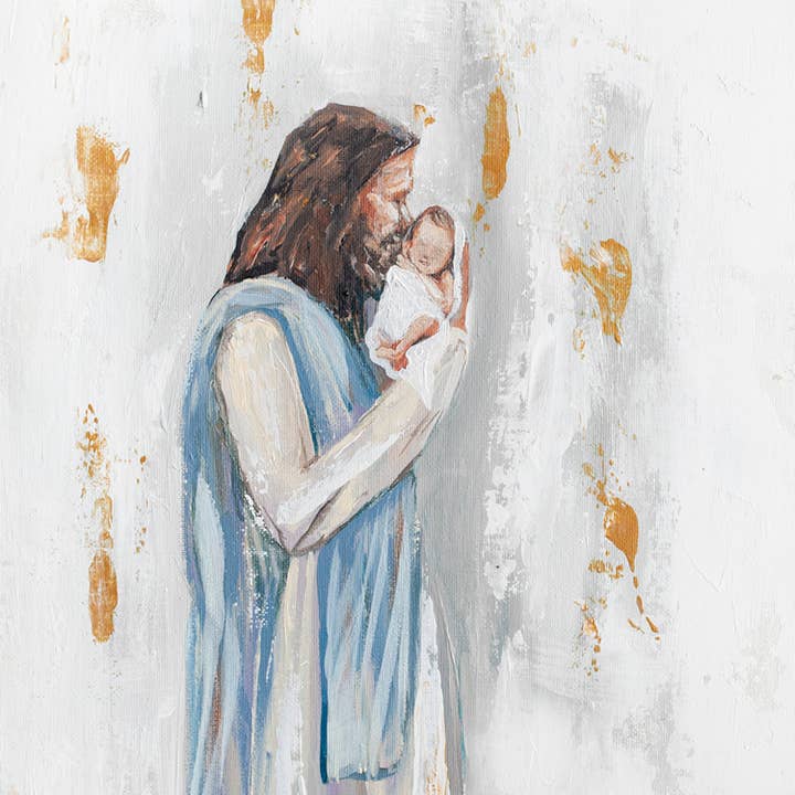 Mackenzie Kissell Art - Wholesale Art Print - Jesus and Baby 'I Knew You' in Acrylic Gold Frame 4x6