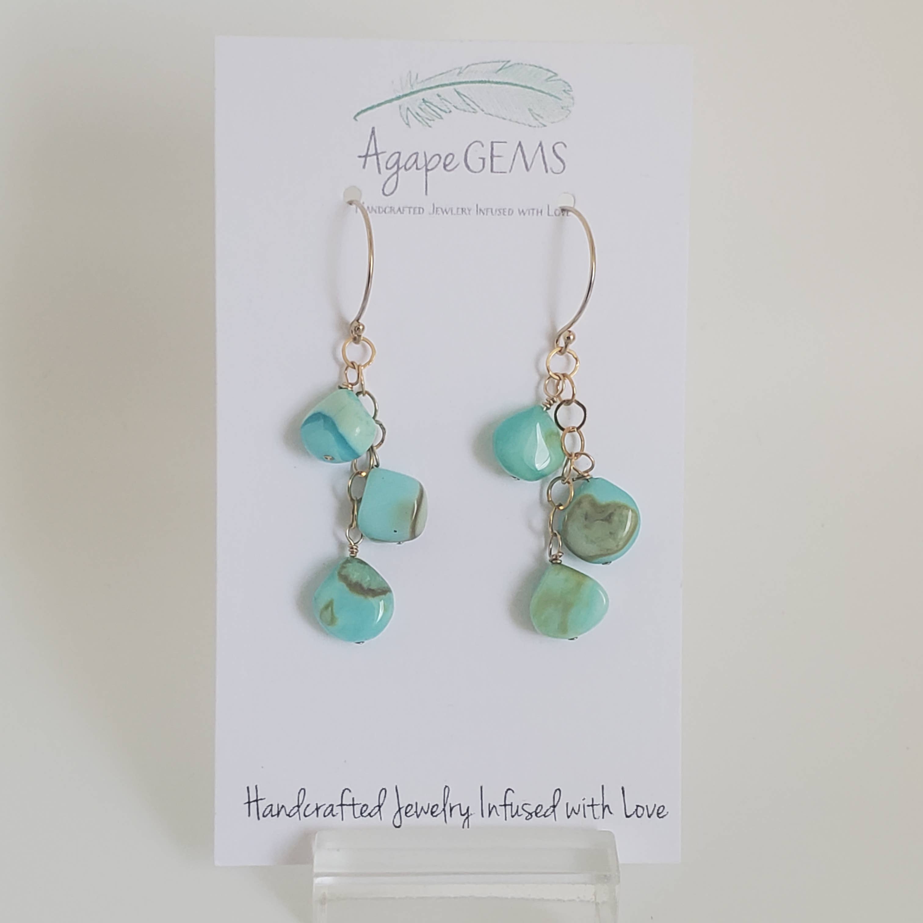 Agape Gems - Vendita all'ingrosso Orecchini pendenti - Gocce Triple di Opale Peruviano0