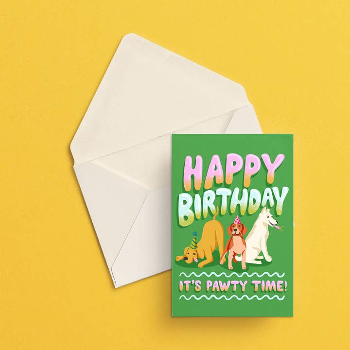 C'est l'heure de la fête Carte de vœux d'anniversaire pour chien pour la vente par Beka Gene Studio