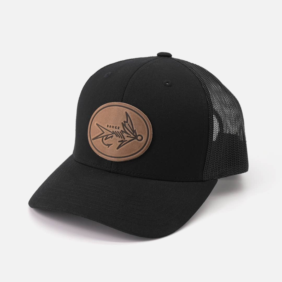 Range Leather Co. - Wholesale Trucker Hat - Unisex - Range Fly Icon Hat—Leather Patch Trucker Cap