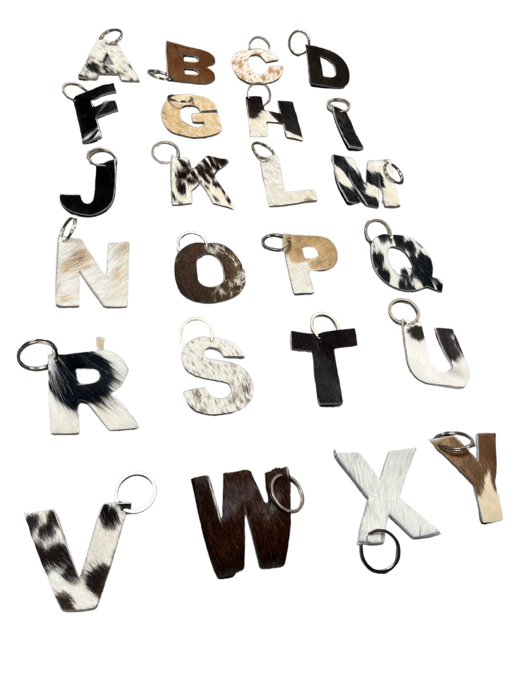 Western Linens - Wholesale Keychain - Unisex - Alphabet Cowhide Key Chains11