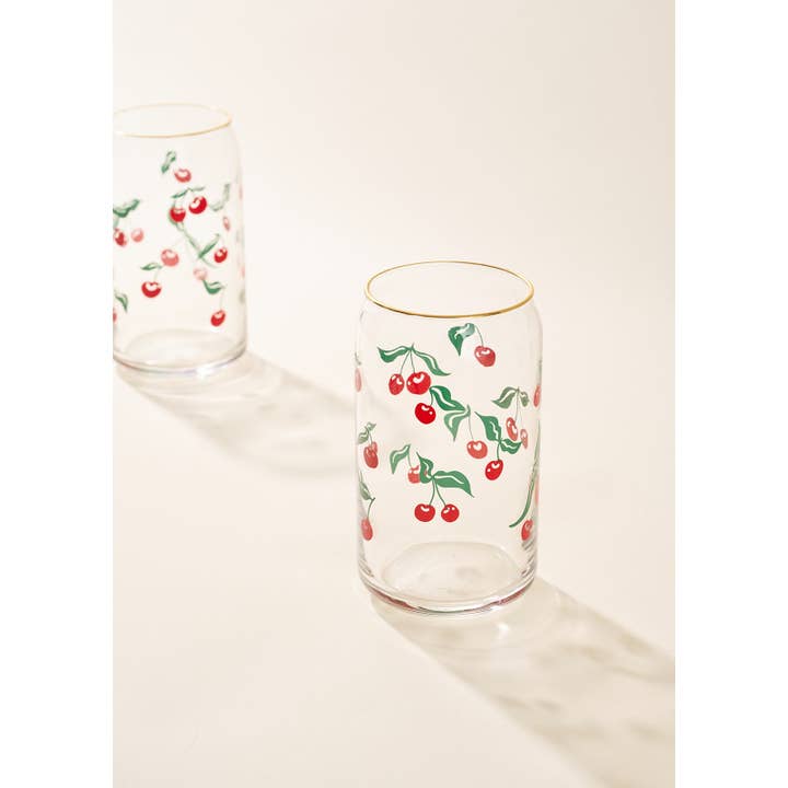 One & Only Paper - Wholesale Drinking Glass/Cup - Cherry Scatter 16 Oz Soda Can Glass