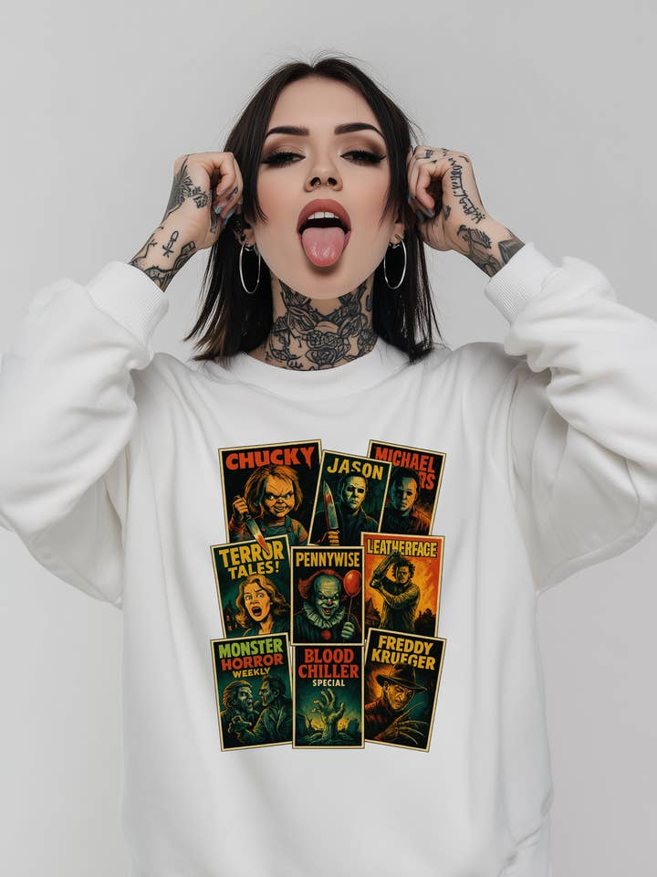 Horror Movies Printed Sweatshirt for wholesale by Cute And Spook
