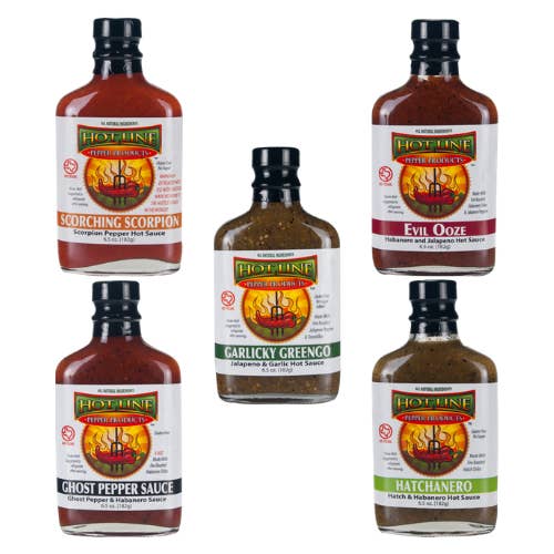 Build Your Own 5-Bottle Pack for wholesale by Hot Line Pepper Products LLC