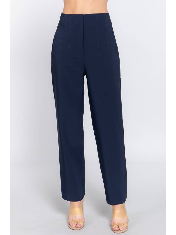 Active Basic | Active USA - Wholesale Pants - Women's - High Waist Pintuck Detail Long Pants41