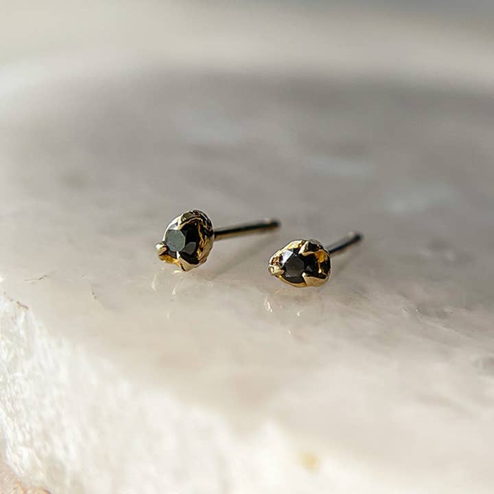 Lacee Alexandra Jewelry – wholesale Solitärörhängen – Solid Guld Svart Diamant1