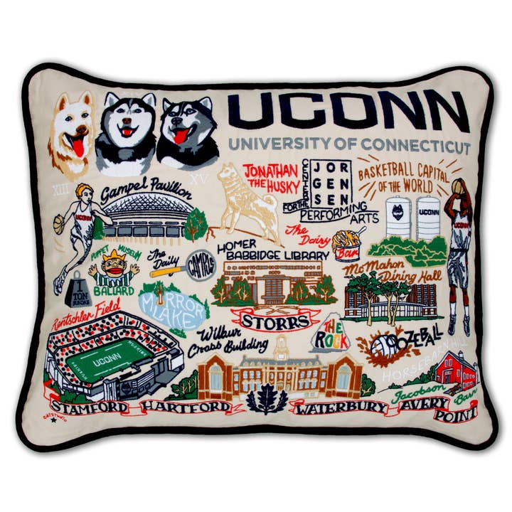 Connecticut, University of Collegiate Embroidered Pillow for wholesale by catstudio