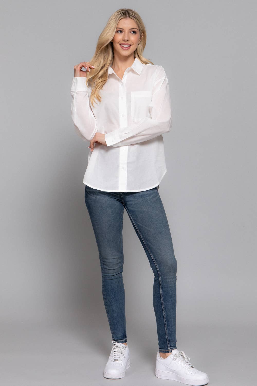 Active Basic | Active USA - Wholesale Button Down Shirt - Women's - Long Sleeve Woven Shirt14