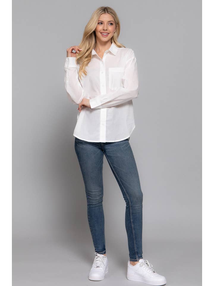 Active Basic | Active USA - Wholesale Button Down Shirt - Women's - Long Sleeve Woven Shirt14