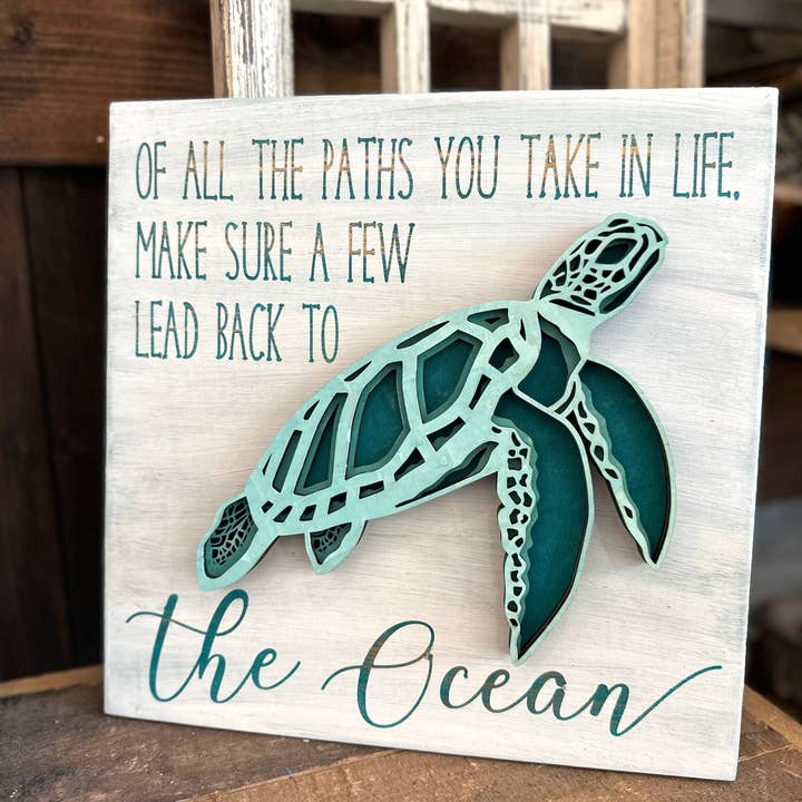 Af alle de stier, du tager i livet, skal du sørge for, at nogle få fører tilbage til havet P2584 Square Design for engroshandel hos Paisley Grace Makery